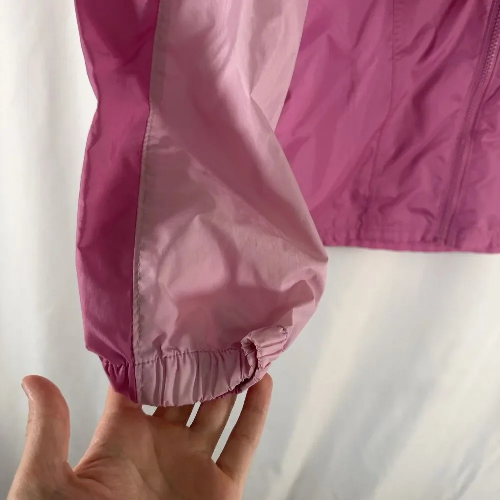 Columbia Windbreaker Jacket Girls 18/20 Pink Full Zip Hooded Pockets Nylon